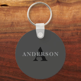 名前とモノグラム | ダークグレー キーホルダー