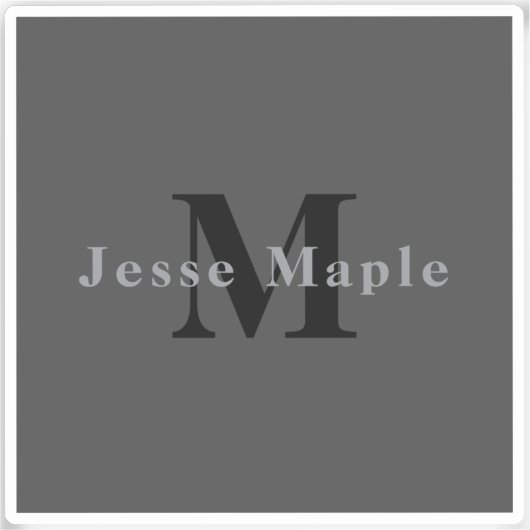 名前とモノグラム | ダークグレー シール (正面)