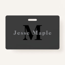 名前とモノグラム | ダークグレー バッジ