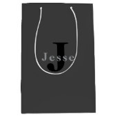 名前とモノグラム | ダークグレー ミディアムペーパーバッグ (正面)