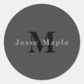 名前とモノグラム | ダークグレー ラウンドシール (正面)