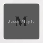 名前とモノグラム | ダークグレー ラベル (デザイン1)