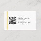 名前とモノグラム、QRコード、金ゴールドデザイン 名刺 (裏面)