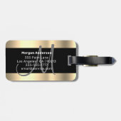 名前とラージモノグラム、ホワイトブラック金ゴールド ラゲッジタグ (裏面横)