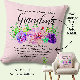名前とリストの変更 – お気に入りのおばあちゃんについて クッション