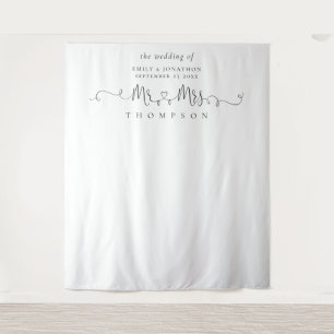 名前とリングとハートのスクリプト写真背景 タペストリー