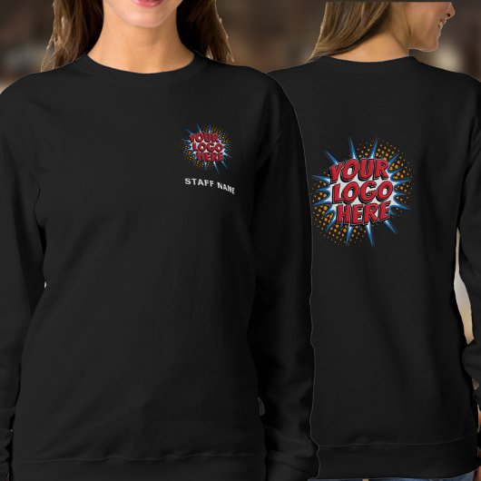 名前とロゴのアップロードテンプレート/前面/背面/黒 スウェットシャツ