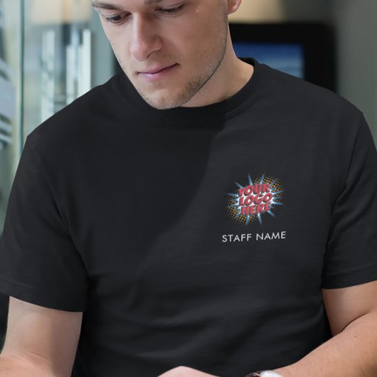 名前とロゴのアップロードテンプレート – 黒 Tシャツ