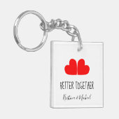 名前と一緒に赤いハートもかわいい キーホルダー (正面左)