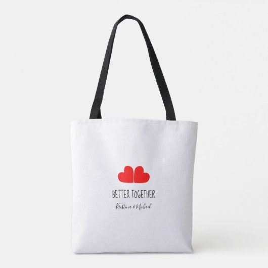 名前と一緒に赤いハートもかわいい トートバッグ (裏面)