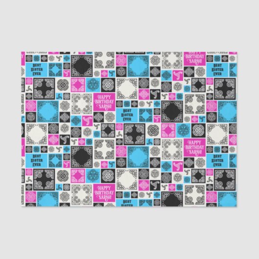 名前と人間関係の追加誕生日マゼンタとブルー 薄葉紙 (正面)