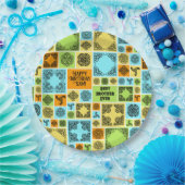 名前と人間関係誕生日オレンジと緑の追加 ペーパープレート (パーティー)