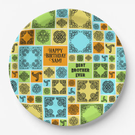 名前と人間関係誕生日オレンジと緑の追加 ペーパープレート