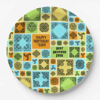 名前と人間関係誕生日オレンジと緑の追加 ペーパープレート