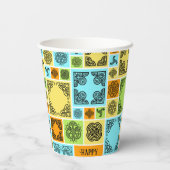 名前と人間関係誕生日オレンジと緑の追加 紙コップ (裏面)