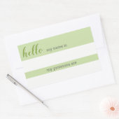 名前と代名詞のラベル – 緑 長方形シール (封筒)