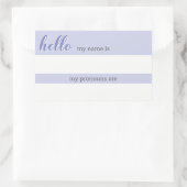 名前と代名詞のラベル-薄紫 長方形シール (バッグ)