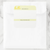 名前と代名詞のラベル – 黄色の四角 スクエアシール (バッグ)