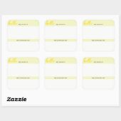 名前と代名詞のラベル – 黄色の四角 スクエアシール (シート)