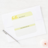 名前と代名詞のラベル – 黄色の四角 スクエアシール (封筒)