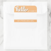 名前と代名詞ラベル – オレンジスクエア スクエアシール (バッグ)