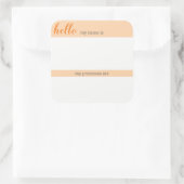 名前と代名詞ラベル – オレンジスクエア スクエアシール (バッグ)