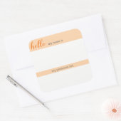 名前と代名詞ラベル – オレンジスクエア スクエアシール (封筒)