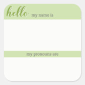 名前と代名詞ラベル – 緑の四角 スクエアシール (正面)