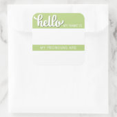 名前と代名詞ラベル – 緑の四角 スクエアシール (バッグ)