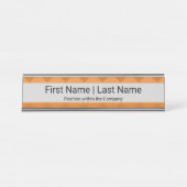 名前と位置サンセリフフォント灰色オレンジ デスクネームプレート (正面)