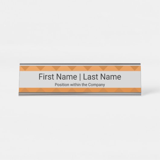 名前と位置サンセリフフォント灰色オレンジ デスクネームプレート (正面)