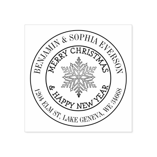 名前と住所のクリスマス スノーフレークを追加 ラバースタンプ (インプリント)