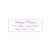 名前と住所の付いたピンクの自己インキングスタンプ セルフインキングスタンプ (デザイン)