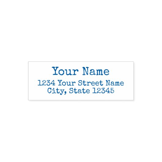 名前と住所を持つ青い手書きスタンプの作成 セルフインキングスタンプ (デザイン)