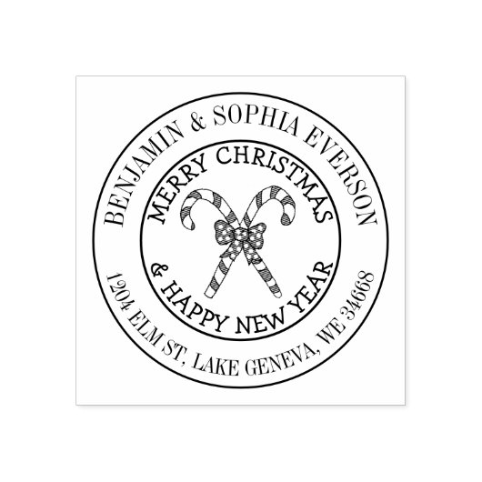 名前と住所を追加Christmas Candy Cavee ラバースタンプ (インプリント)