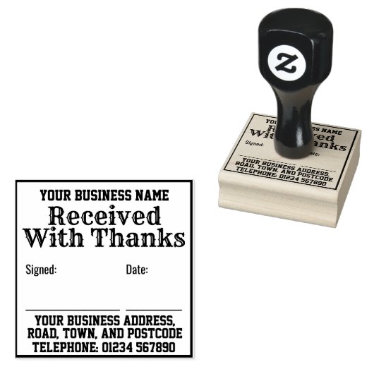 名前と住所感謝していを付けて受信。受入 ラバースタンプ (押印)