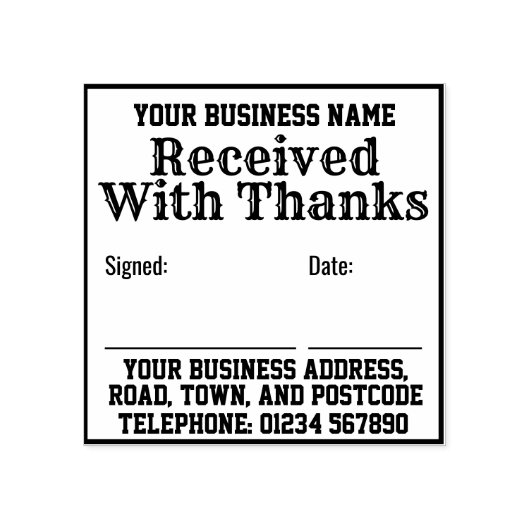 名前と住所感謝していを付けて受信。受入 ラバースタンプ (インプリント)
