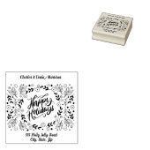 名前と住所、ハッピーホリデー。 ラバースタンプ (押印)