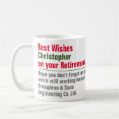 名前と個人メッセージ付きリタイアマグ コーヒーマグカップ (左)