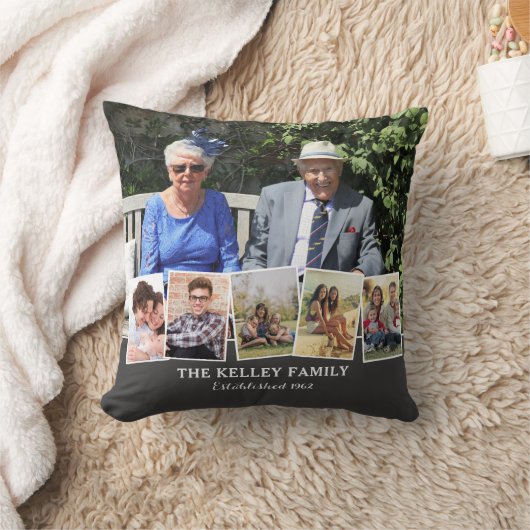 名前と写真が入る6枚のフォトコラージュ クッション (ブランケット)