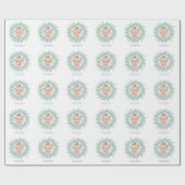 名前と写真とメリークリスマスリース ラッピングペーパー (フラット)