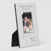 名前と写真と25年のアニバーサリーギフト フォトプラーク (側面)