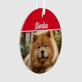 名前と写真のクリスマスを持つチャウチャウドッグ オーナメント (正面)