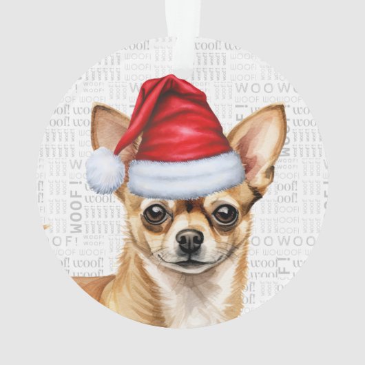 名前と写真のクリスマスを持つチワホアドッグ オーナメント (裏面)