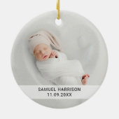 名前と写真のパパとしての初めてのクリスマス セラミックオーナメント (裏面)