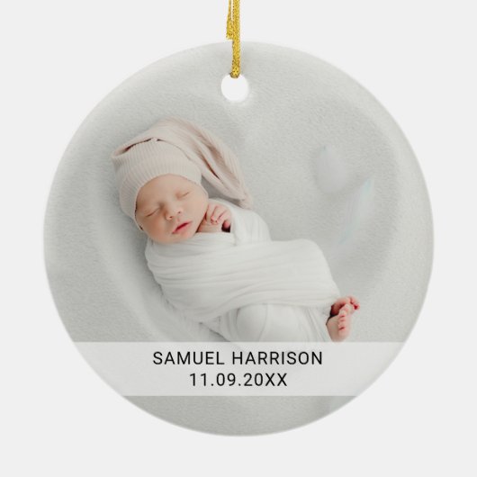 名前と写真のパパとしての初めてのクリスマス セラミックオーナメント (裏面)