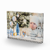 名前と写真のパーソナライズベビーの初めてのクリスマス9 フォトブロック (右)