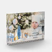 名前と写真のパーソナライズベビーの初めてのクリスマス9 フォトブロック (左)