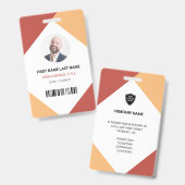 名前と写真のプロフェッショナルな職員 ID カード バッジ (正面＆裏面)
