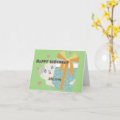 名前と写真のヴィンテージの追加ハッピーバースデー カード (黄色い花)